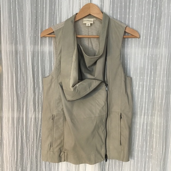 DKNY Pure Leather Double Zip Asymmetrical Vest - Picture 3 of 8